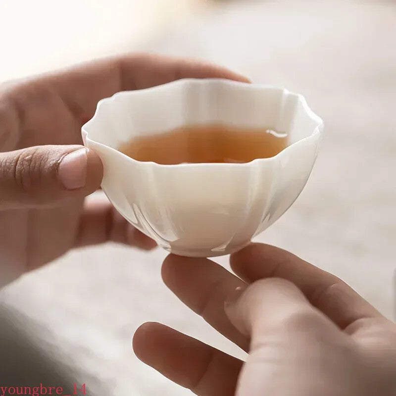 Suet-fat Jade White Porcelain Tea Cup Ceramic Set Host Single Art Cups