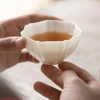 Suet-fat Jade White Porcelain Tea Cup Ceramic Set Host Single Art Cups