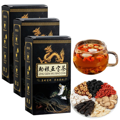Zhu Gen Wu Bao Cha Ginseng Five Treasures Tea Kidney Tea Wubao Tea 150g Box
