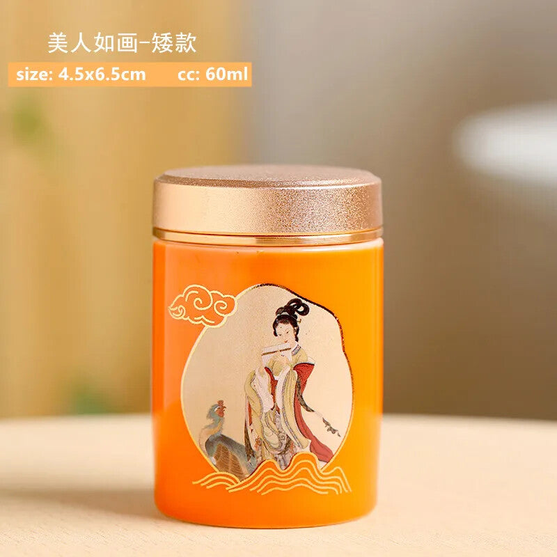1pc Chinese Portable Travel Tea CaddyJar Ceramic Container Tea Set Accessories
