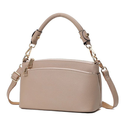 Genuine Leather Bag Fashion Crossbody Purse Black Handbag Zippers Cowhide Bags