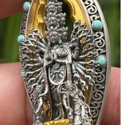 Guanyin Pendant Necklace Chinese Vintage Style Buddhist Amulet Fashion Jewelry