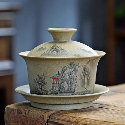 150ml Coarse Pottery Covered Bowl Tea Making Bowl Kung Fu Sancai Tea Maker