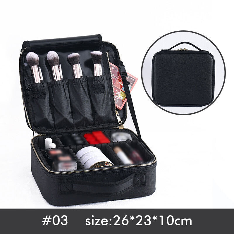 Professional Portable PU Makeup Case Travel Manicure 2 Layers Cosmetics Bags