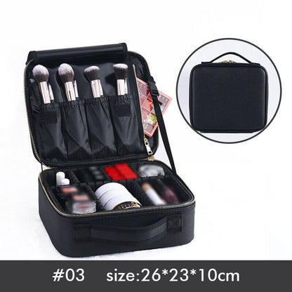 Professional Portable PU Makeup Case Travel Manicure 2 Layers Cosmetics Bags