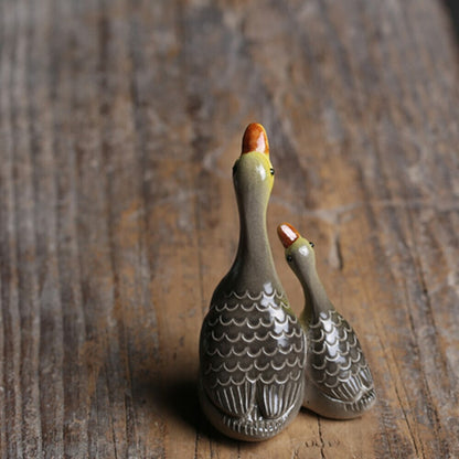 9cm China Handmade Color Changing Purple Clay Swan Tea Pet Tea Ceremony Tea Set