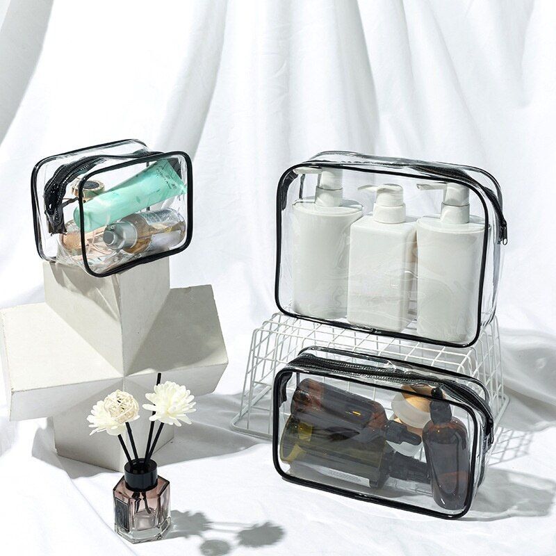 Transparent Cosmetic Bags Zipper Clear Makeup Case Traveling Organizer Storage