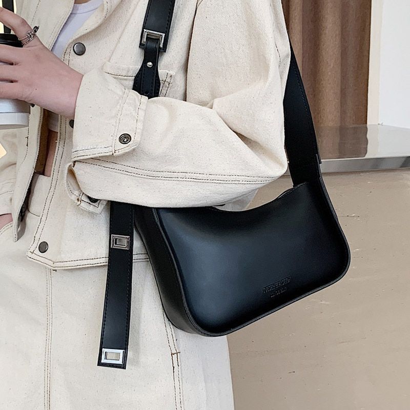 Irregular Square Design Small Shoulder Bag Synthetic Leather Underarm Crossbody
