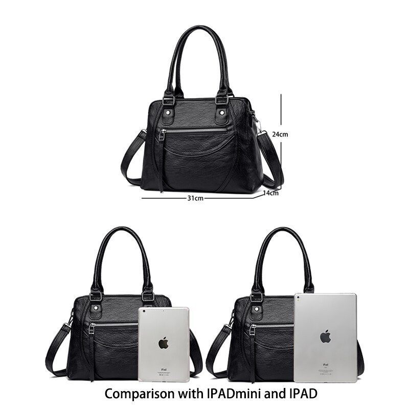 Polyester Shoulder Bag Large Capacity Retro Messenger Casual Tote Bag 31*14*24CM
