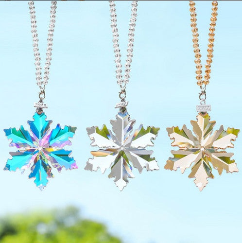 New style 8CM Snowflake Crystal Glass Hanging Xmas Decor Suncatcher Pendant-