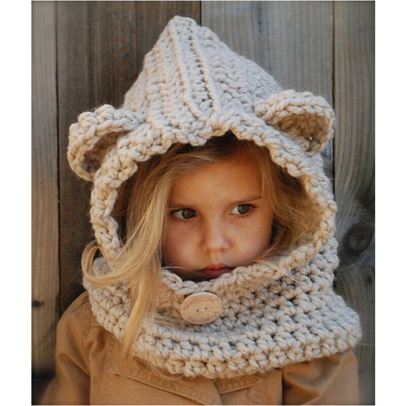 Cute Animals Style Girls Hats Scarf Set Winter Kids Knitting Hat Neckerchief