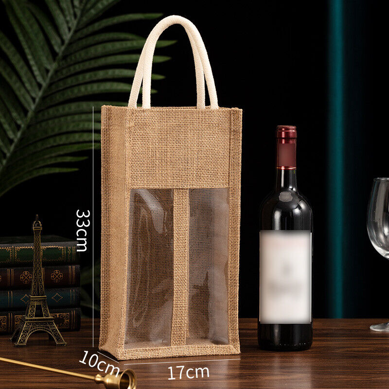Burlap Wine Bag Packing Case Flax Clear Storage Handle Bag Red Wine Gift Bag