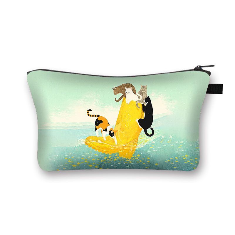 Cute Cat Print Cosmetic Traveling Makeup Bags Cosmetic Storage Purses 5*20*10 CM