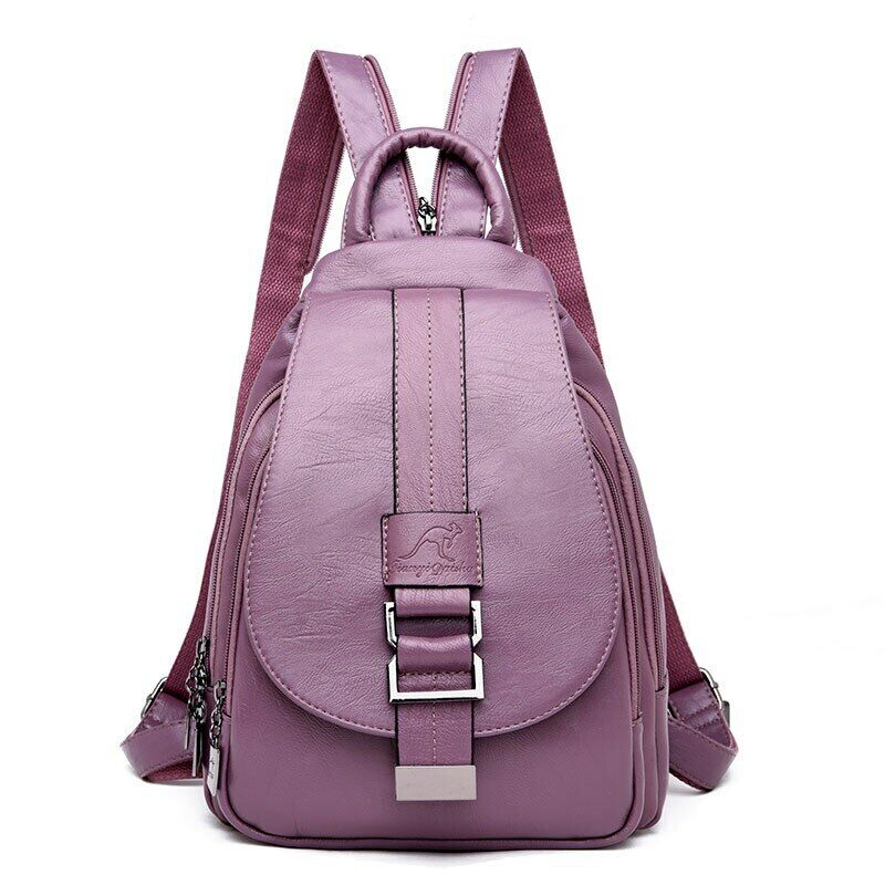 Women Leather Backpacks Female School Bag Travel Back Bag Retro Bagpack