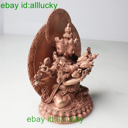 11cm Red Copper Carving Guhyasamaja Buddha Statue Tibet Akshobhyavajra