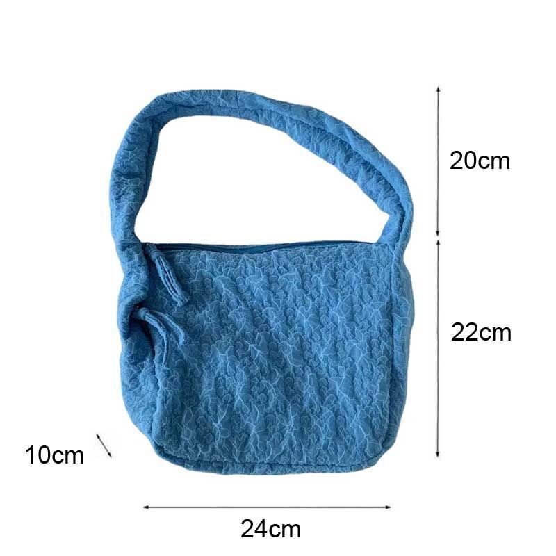 Nylon Shoulder Bag Underarm Bags Tote Wrinkled Bubble Handbag Zipper 24*10*22 CM