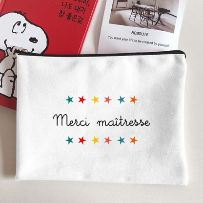 Canvas Makeup Bag White Cosmetic Beauty Organizer Toiletry Storage Pouch Purse