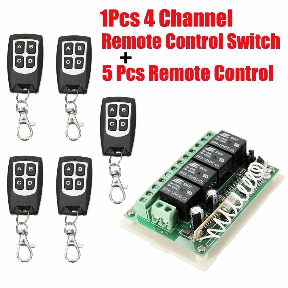Wireless Remote Control RF Switch 433mhz DC 12V 4CH 4 Channel Relay Receiver 12p