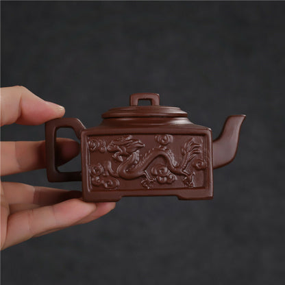 13cm Chinese Yixing Zisha Clay Pottery Teapot Dragon Phoenix Design Clay Pot