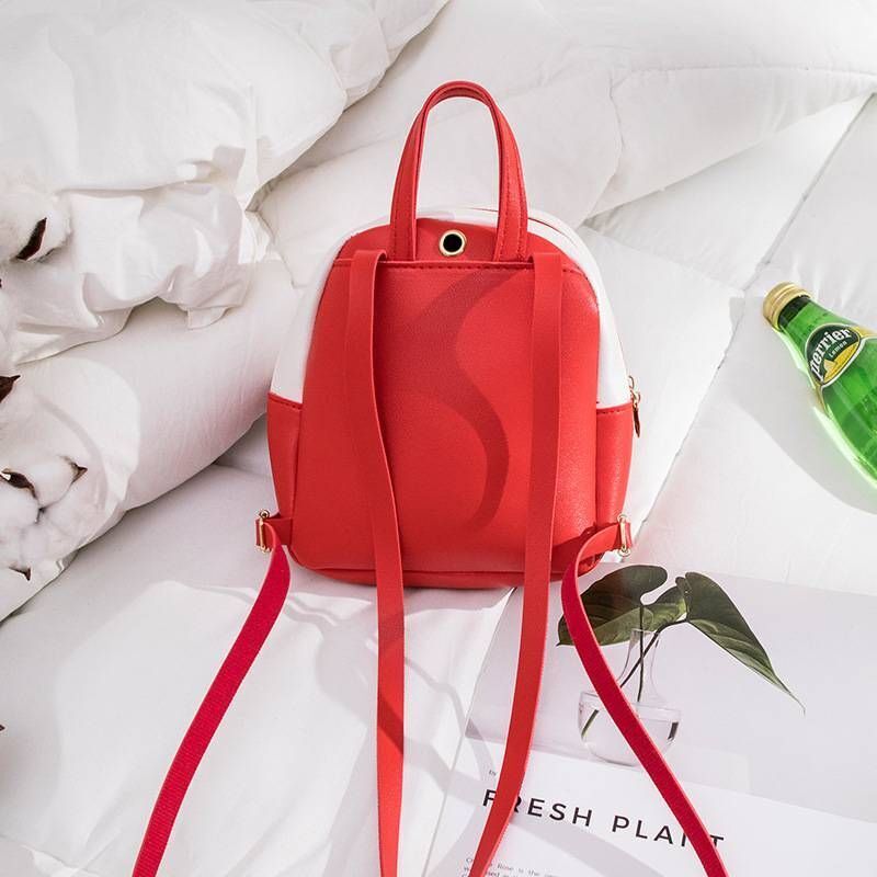 Leather Backpack Red Small Cute Purse Brand Shoulder Bag Red Blue Gray Green 1PC