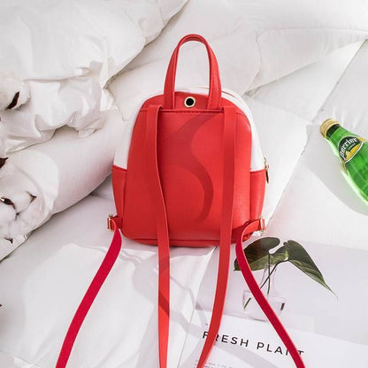Leather Backpack Red Small Cute Purse Brand Shoulder Bag Red Blue Gray Green 1PC