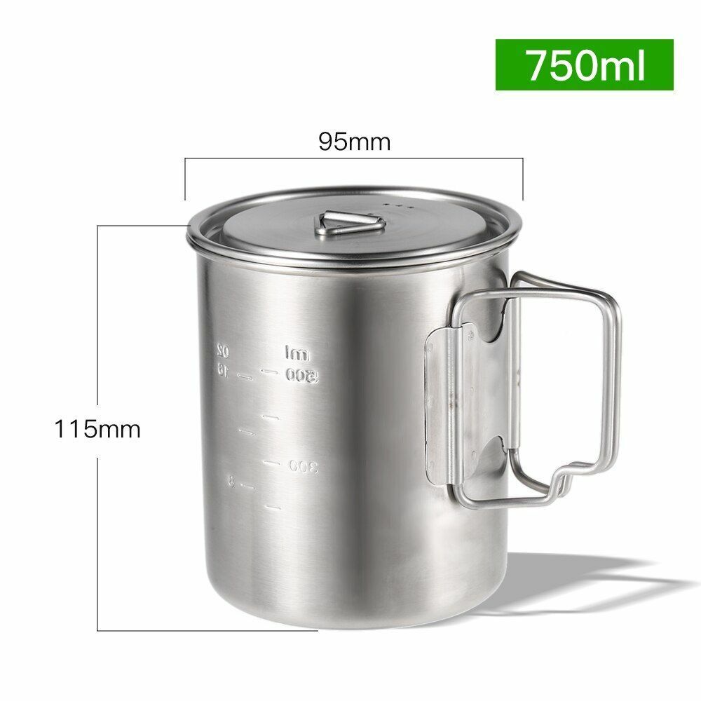 1L/1.2L Pot Set Camping Stainless Steel Cooking Kettle Portable Outdoor Picnic