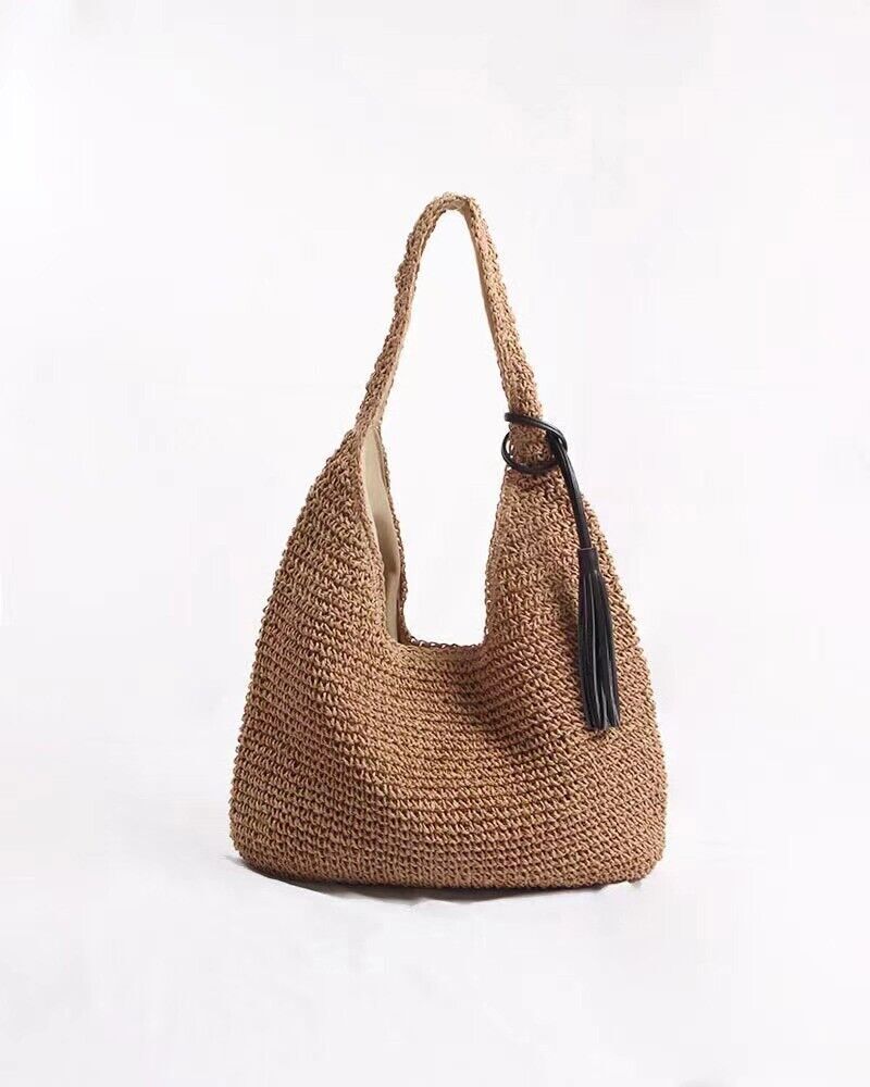Straw Bag for Womens Summer Beach Bag Woven Tote Bag Large Rattan Shoulder Bag