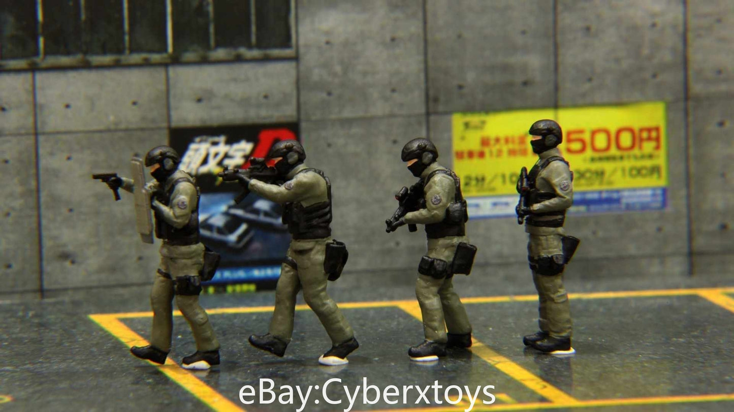 1:43 Hong Kong Police SDU MP5 Team Figure 4pcs for Diorama Car Model