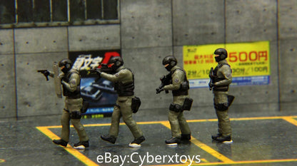 1:43 Hong Kong Police SDU MP5 Team Figure 4pcs for Diorama Car Model