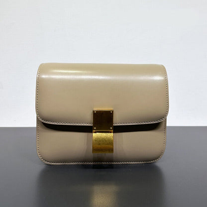 20/24cm Real Leather Small Flap Purse Clutch Box Shoulder Bag Crossbody Handbag