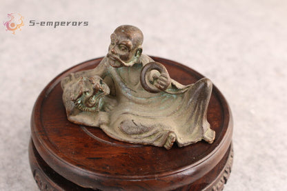 Chinese tibet buddha blessing arhat Figure statue rare bronze temple tea pet