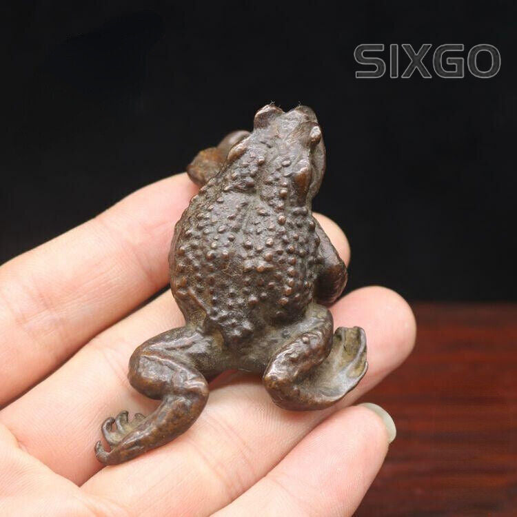 Bronze Antique Battered Brass Gold Toad Tea Pet Antique