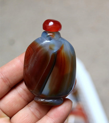 Absolutely Beautiful!1pcs Handmade Brazil Agate Snuff Bottle Perfume Random Send