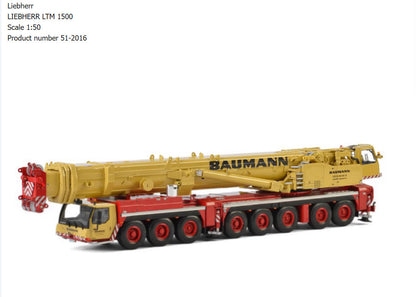 1:50 LIEBHERR LTM1500-8.1- Baumann Crane Construction Equipment Diecast Model
