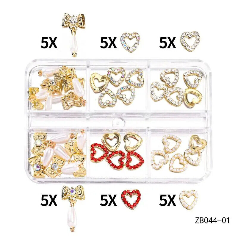 Nail Charms 30Pcs Boxed Luxury Shiny Planet Alloy 3D Art Rhinestones Bling Decor