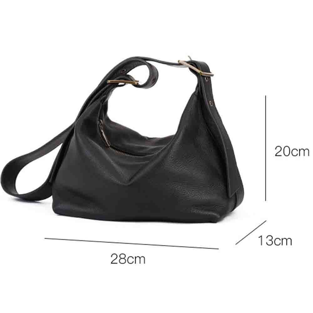 Retro Style Handbag Purse Thick Genuine Leather Crossbody Shoulder Bag Zipper