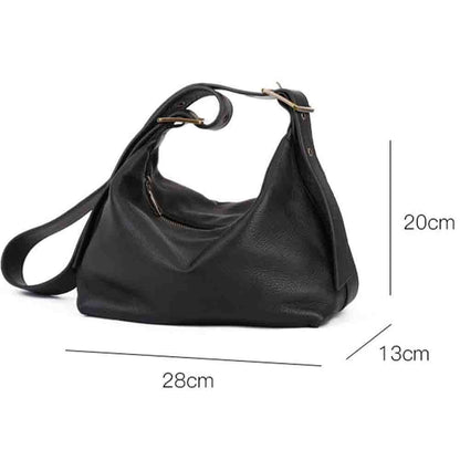 Retro Style Handbag Purse Thick Genuine Leather Crossbody Shoulder Bag Zipper