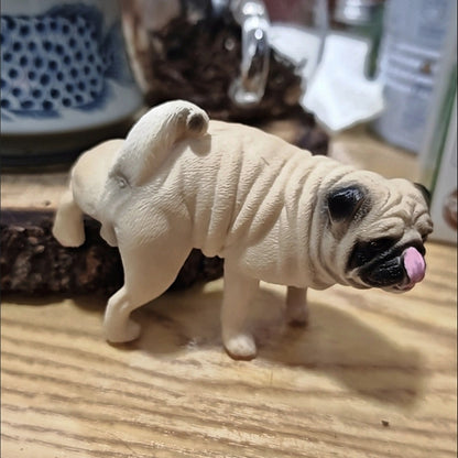 Realistic Pug Dog Figurine 9x5cm Solid PVC Funny Pet Model Kids Toy Decor
