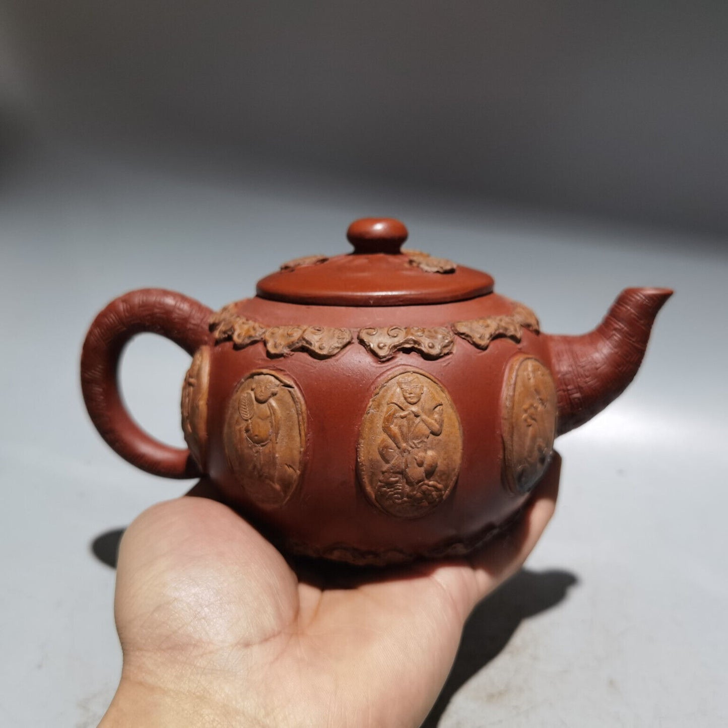 Chinese Yixing Zisha Clay Handmade Exquisite Teapot （八仙壶 底款：时大彬）