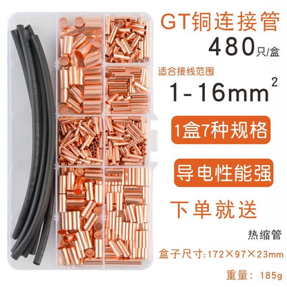 Red Copper GT Small Copper Tube Connecting Tube Wire Connector Terminal Crimping