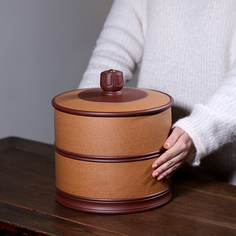 True Yixing Zisha Clay Tea Canister Health Care Sealed Jar For Pu'er Tea Cake