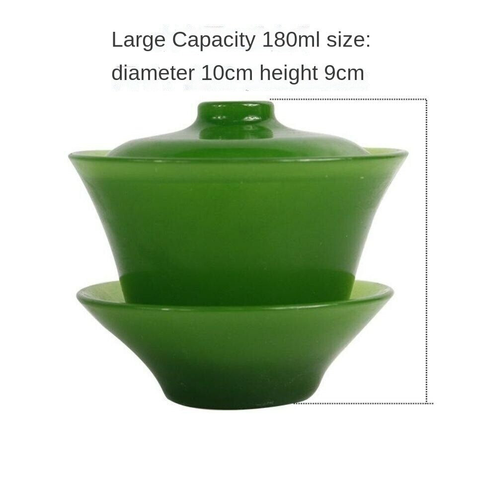 180ml China Natural Jade Gaiwan Tea Bowl Cup Tea Set Kung Fu Tea Ceremony Decor
