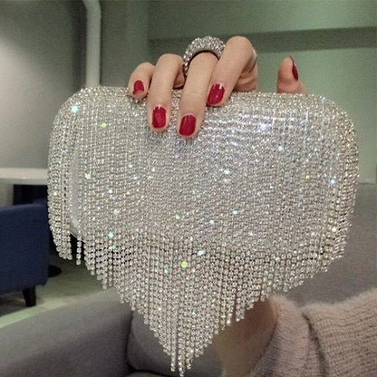Shiny Diamonds Clutches Purse Evening Party Women Handbag Tassel Women Bag