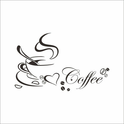 Wall Stickers Coffee Cup Vinyl Quote Restaurant Kitchen Removable Home Decor Art
