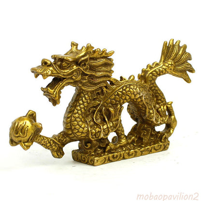 Chinese brass Dragon figurine Statue decoration