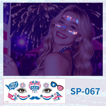 USA Party Neon Dance Glow Fluorescent Face Stickers Tattoo Stickers160*65mm
