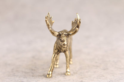 Netsuke Mini Chinese Brass Handwork deer figure Statue tea pet fengshui