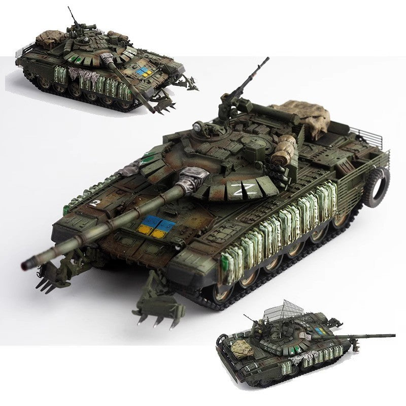 1/72 88MODLE Ukrainian T-72B3M T72 Tank Model Battle Damage Edition With Roof