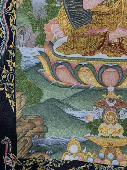 36" Tibet Tibetan Cloth Silk Dragon Sakyamuni Buddha Tangka Thangka Mural