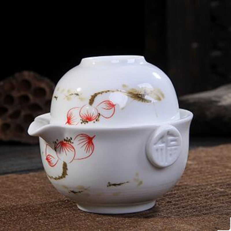 Tea Set Include 1 Pot 1 Cup Elegant Gaiwan Easy Teapot Kettle Porcelain Tea Pot